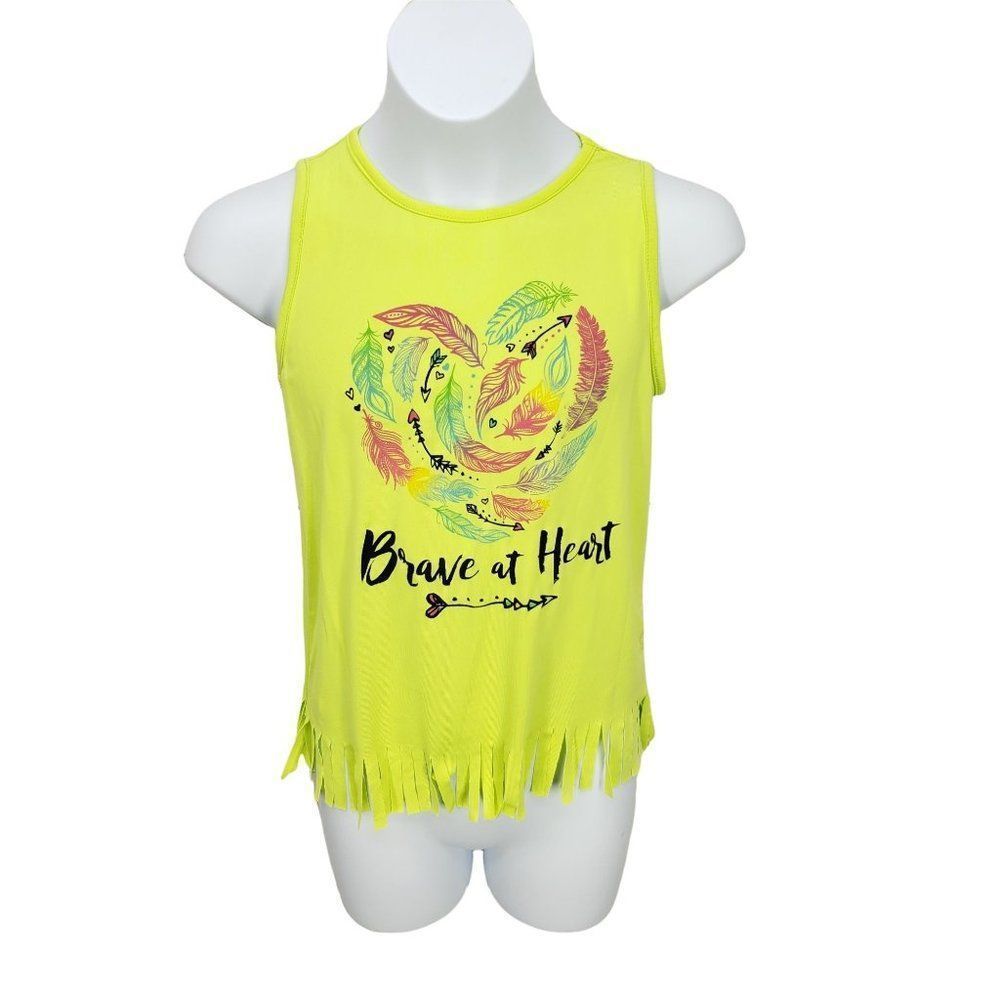 Zone Pro Medium Lime green fringe athletic Brave at heart tank‎ top